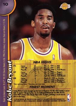 1998-99 Finest - Jumbo #10 Kobe Bryant Back