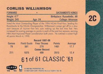 1998-99 Fleer Tradition - Classic '61 #2C Corliss Williamson Back