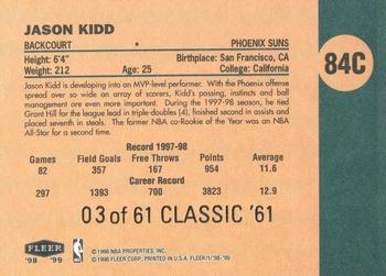 1998-99 Fleer Tradition - Classic '61 #84C Jason Kidd Back