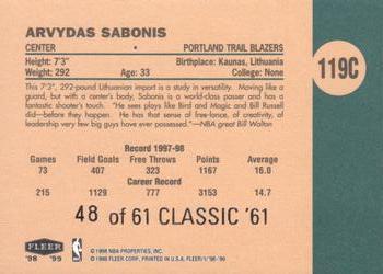 1998-99 Fleer Tradition - Classic '61 #119C Arvydas Sabonis Back