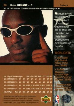 1996-97 Upper Deck #58 Kobe Bryant Back