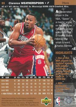 1996-97 Upper Deck #93 Clarence Weatherspoon Back