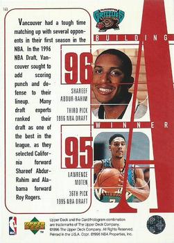 1996-97 Upper Deck #163 Bryant Reeves / Greg Anthony / Shareef Abdur-Rahim / Blue Edwards / Lawrence Moten Back