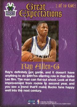 1998-99 Fleer Tradition - Great Expectations #2 GE Ray Allen Back