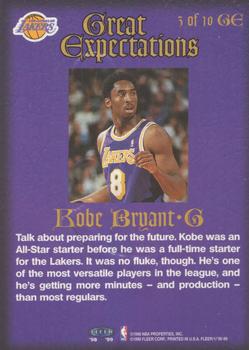 1998-99 Fleer Tradition - Great Expectations #3 GE Kobe Bryant Back