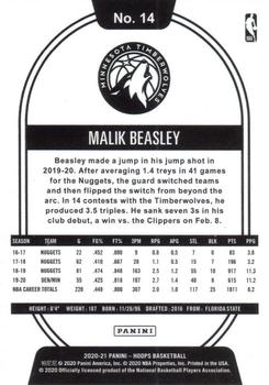2020-21 Hoops - Artist Proof #14 Malik Beasley Back