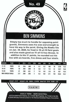 2020-21 Hoops - Artist Proof Gold #49 Ben Simmons Back