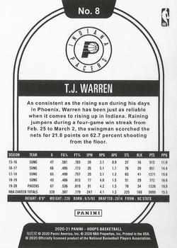 2020-21 Hoops - Blue #8 T.J. Warren Back
