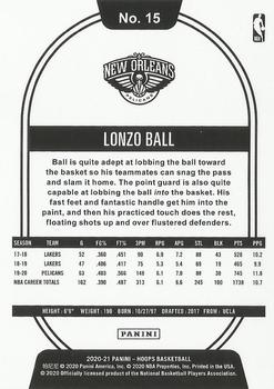 2020-21 Hoops - Blue #15 Lonzo Ball Back