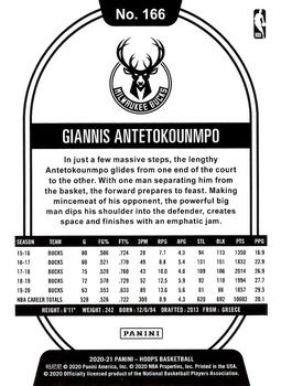 2020-21 Hoops - Blue #166 Giannis Antetokounmpo Back