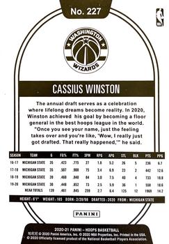2020-21 Hoops - Blue #227 Cassius Winston Back