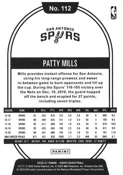 2020-21 Hoops - Hyper Blue #112 Patty Mills Back