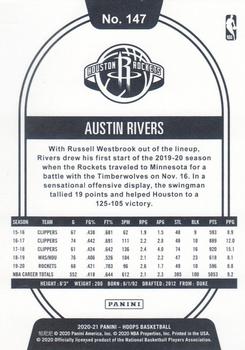 2020-21 Hoops - Hyper Blue #147 Austin Rivers Back