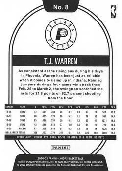 2020-21 Hoops - Orange #8 T.J. Warren Back