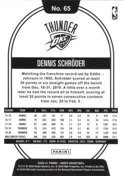 2020-21 Hoops - Purple #65 Dennis Schroder Back