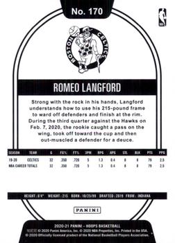 2020-21 Hoops - Purple #170 Romeo Langford Back