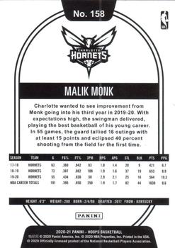 2020-21 Hoops - Purple Explosion #158 Malik Monk Back