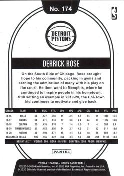 2020-21 Hoops - Purple Explosion #174 Derrick Rose Back