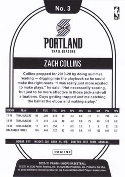 2020-21 Hoops Winter - Purple #3 Zach Collins Back