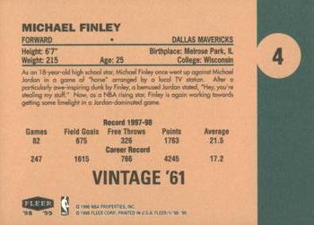 1998-99 Fleer Tradition - Vintage '61 #4 Michael Finley Back