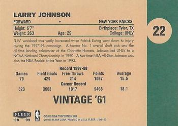 1998-99 Fleer Tradition - Vintage '61 #22 Larry Johnson Back