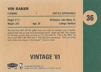 1998-99 Fleer Tradition - Vintage '61 #36 Vin Baker Back