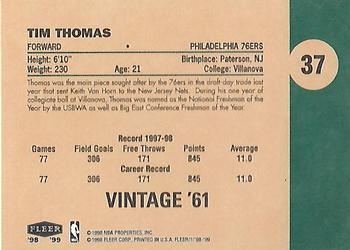 1998-99 Fleer Tradition - Vintage '61 #37 Tim Thomas Back