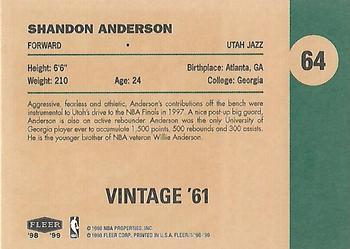 1998-99 Fleer Tradition - Vintage '61 #64 Shandon Anderson Back