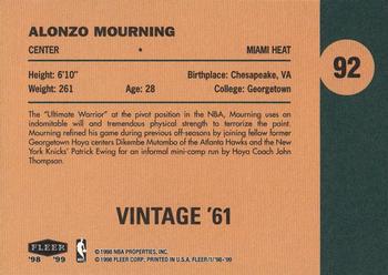 1998-99 Fleer Tradition - Vintage '61 #92 Alonzo Mourning Back