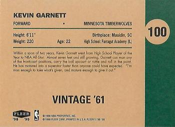 1998-99 Fleer Tradition - Vintage '61 #100 Kevin Garnett Back