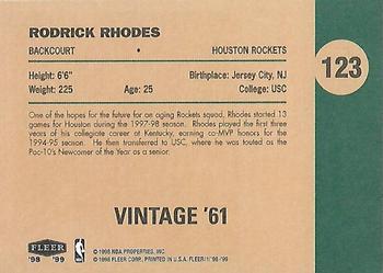 1998-99 Fleer Tradition - Vintage '61 #123 Rodrick Rhodes Back