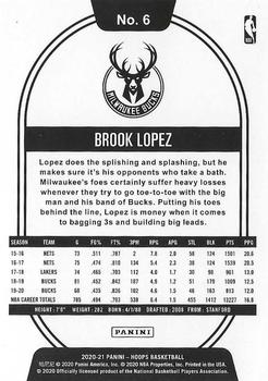 2020-21 Hoops - Teal #6 Brook Lopez Back