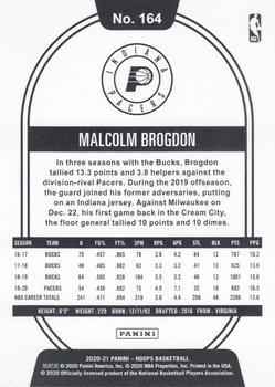 2020-21 Hoops - Teal Explosion #164 Malcolm Brogdon Back