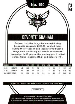 2020-21 Hoops - Teal Explosion #190 Devonte' Graham Back
