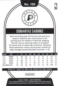 2020-21 Hoops Winter #100 Domantas Sabonis Back