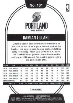 2020-21 Hoops Winter #101 Damian Lillard Back