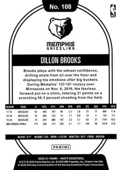 2020-21 Hoops Winter #108 Dillon Brooks Back