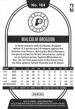 2020-21 Hoops Winter #164 Malcolm Brogdon Back