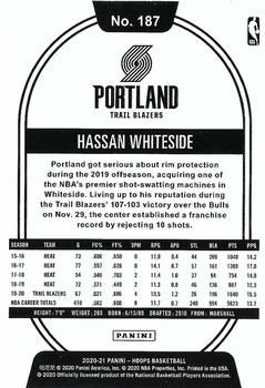 2020-21 Hoops Winter #187 Hassan Whiteside Back