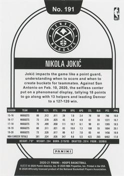 2020-21 Hoops Winter #191 Nikola Jokic Back