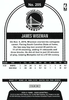 2020-21 Hoops Winter #205 James Wiseman Back