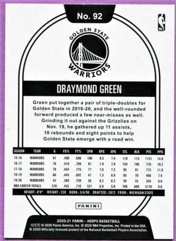 2020-21 Hoops - Yellow #92 Draymond Green Back