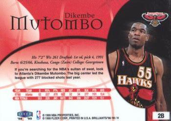 1998-99 Fleer Brilliants - Blue #2B Dikembe Mutombo Back