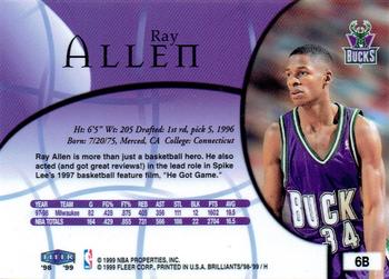 1998-99 Fleer Brilliants - Blue #6B Ray Allen Back