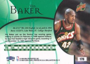 1998-99 Fleer Brilliants - Blue #17B Vin Baker Back