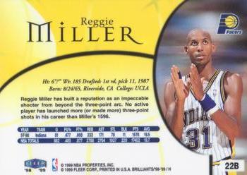 1998-99 Fleer Brilliants - Blue #22B Reggie Miller Back