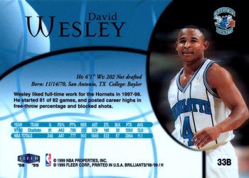 1998-99 Fleer Brilliants - Blue #33B David Wesley Back