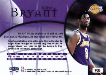 1998-99 Fleer Brilliants - Blue #70B Kobe Bryant Back