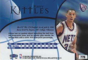 1998-99 Fleer Brilliants - Blue #77B Kerry Kittles Back
