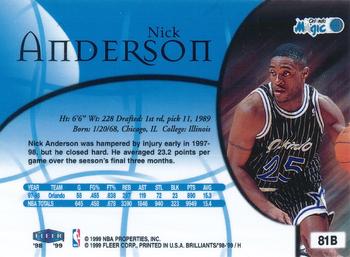 1998-99 Fleer Brilliants - Blue #81B Nick Anderson Back